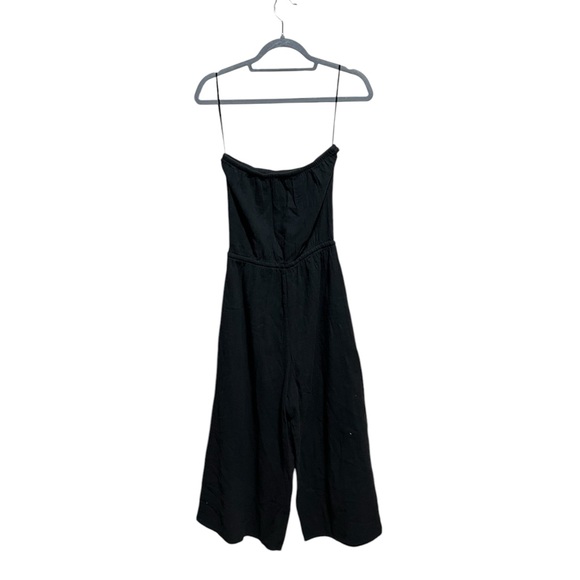 aerie Pants - Aerie Cotton Black Strapless Wise Leg Tie Waist Pocket Jumpsuit Size Small